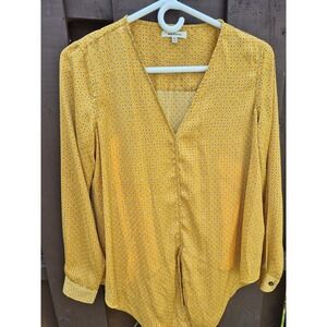 MAX STUDIO Women Blouse Top Shirt Mustard Yellow Gold Career Office Size XS EUC